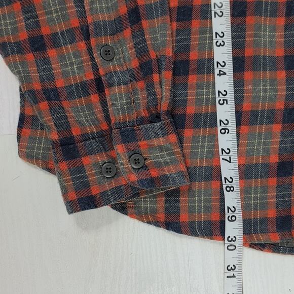Woolrich Trout Run Mens M Flannel Shirt Plaid Orange Blue Long Sleeve Cotton - Picture 11 of 15